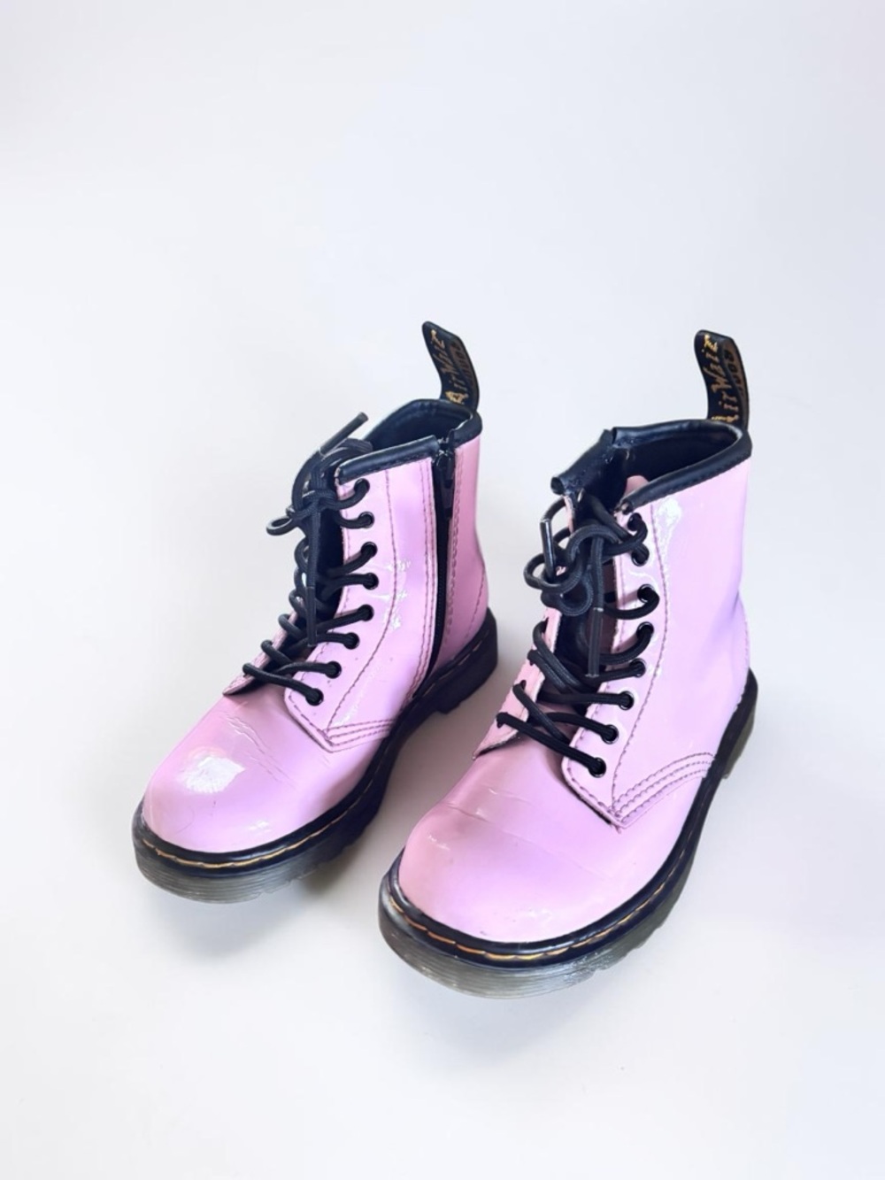 Dr Martens Kids Pink Patent Boots Toddler Size 9 US Zip Lace